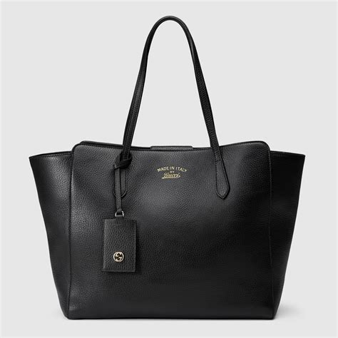 gucci swing small leather tote black|Gucci leather tote sale.